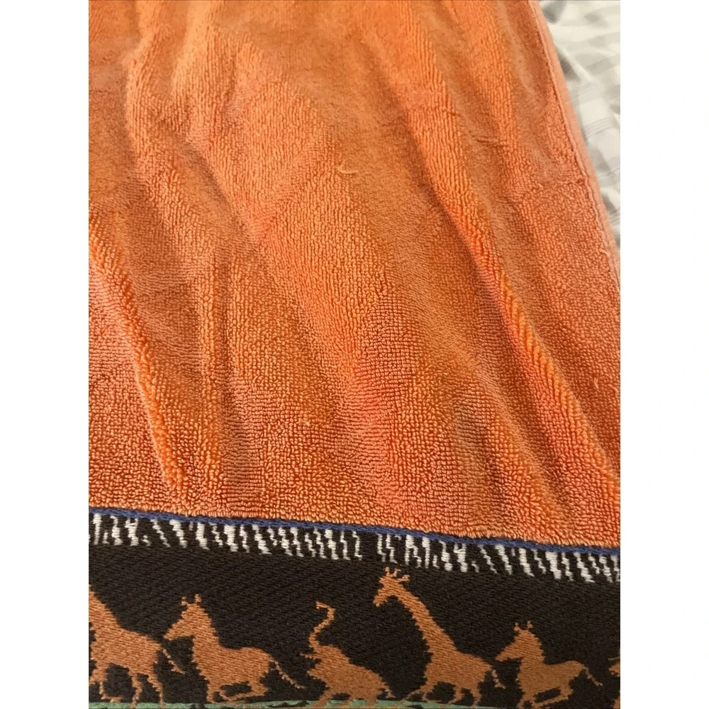 Franco Beach Company‎ Orange Beach Blanket Towel Giraffe Elephant Border Cotton